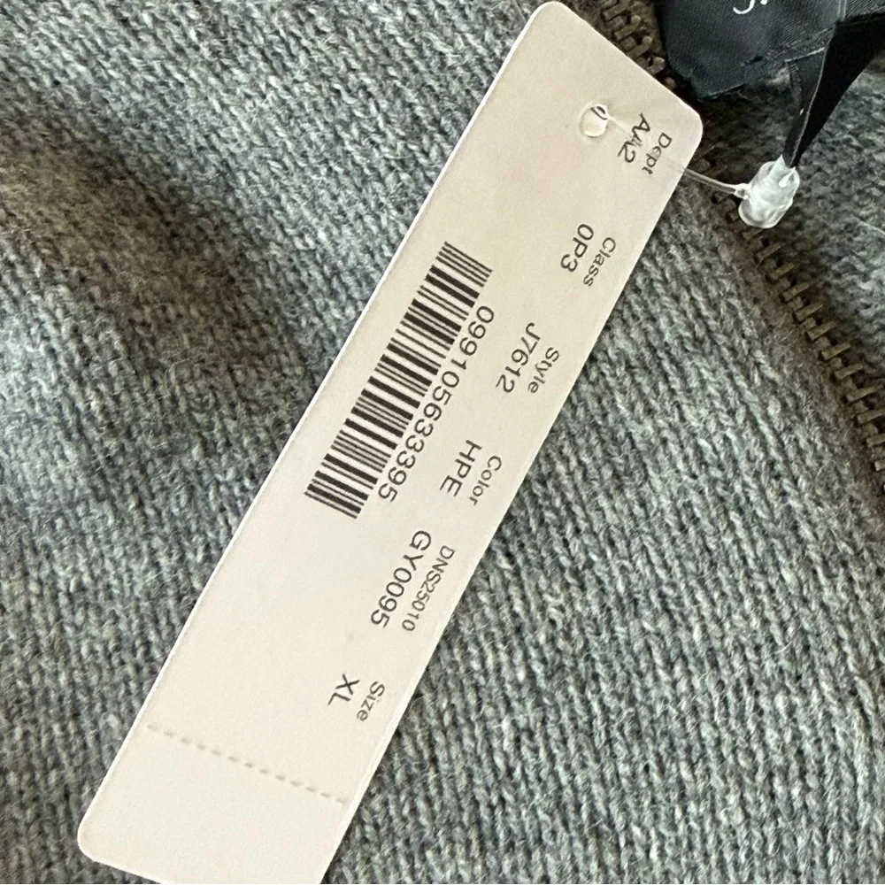 J. Crew Men's Charcoal 1/4 Zip-Up Sweater merino wool blend new with tags